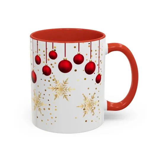 Christmas Accent Coffee Mug, Holiday Festive Drinkware, Winter Season Hot Cocoa