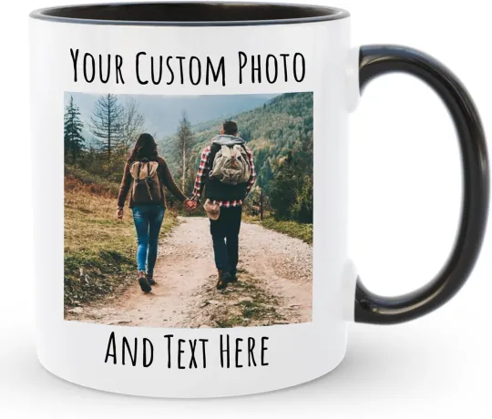 Personalized Accent Ceramic Coffee Mugs Custom Photo Name Holiday Birthday Gifts