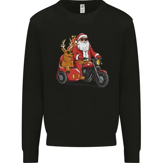 Discover Motorbike & Sidecar Christmas Santa Biker Sweatshirt for Men