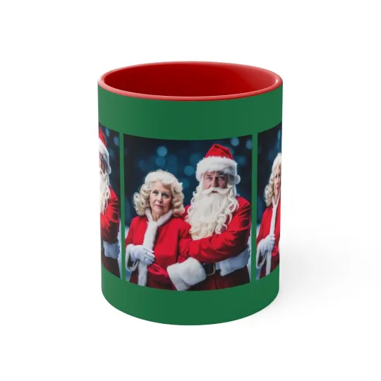 Mr. and Mrs. Claus Christmas Accent Coffee Mug