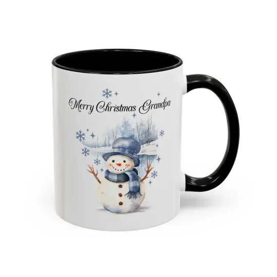 Discover Merry Christmas Grandpa Snowman  Accent Ceramic Coffee Mug, Holiday Mug