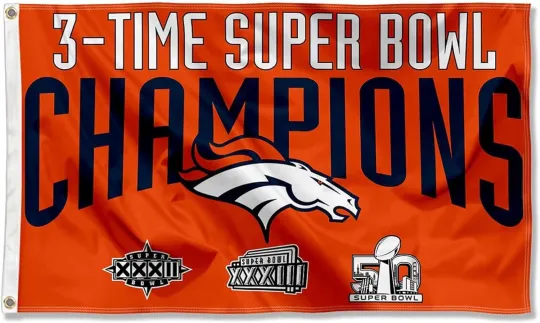Denver Broncos 3x5 ft flag 3-Time Super Bowl Champions Ideal football Gift Banner