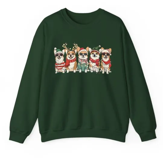 Christmas Corgi Dog Sweatshirt, Funny Xmas Corgi Mom Tee