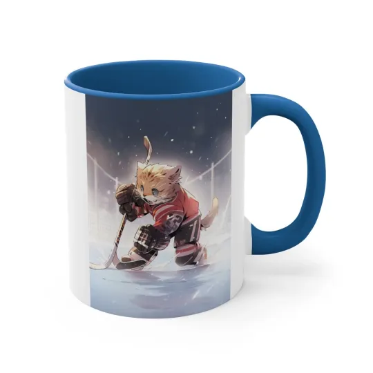 Discover Colorful Accent Coffee Mug Cute Cat Kitty Kitten Superstar Practicing Hokey