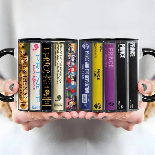 Discover Prince Albums Cassette Collection Retro Accent Mug