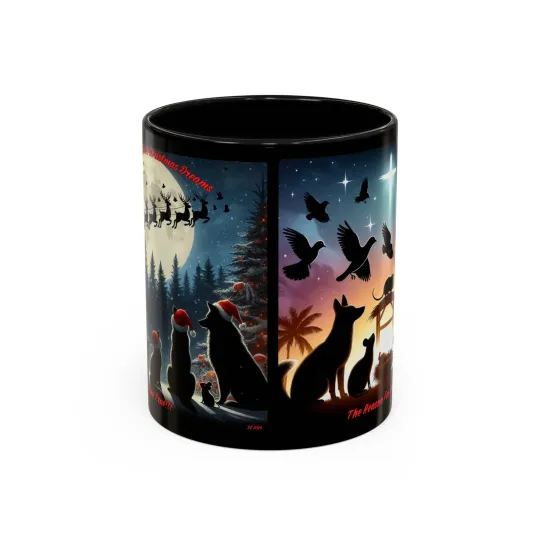 Discover Christmas-Themed Silhouette Cat and Friends Accent Coffee Mug