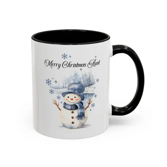 Discover Merry Christmas Aunt Snowman  Accent Ceramic Coffee Mug, Holiday Festive Mug