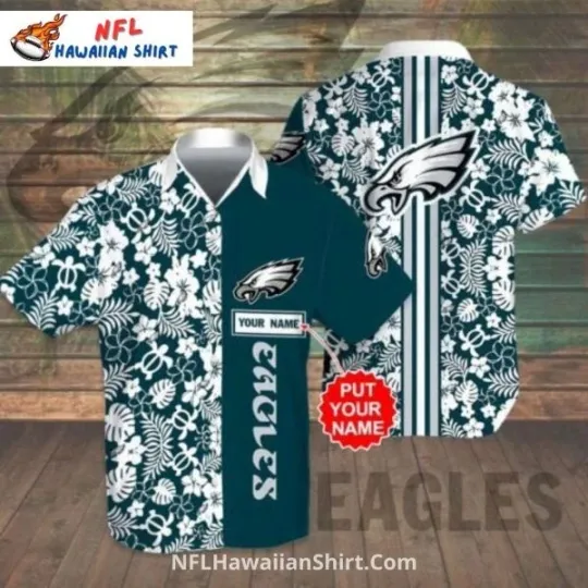 Discover Personalized Philadelphia Eagles Aloha Shirt With White Hibiscus Hawaiian Shirt