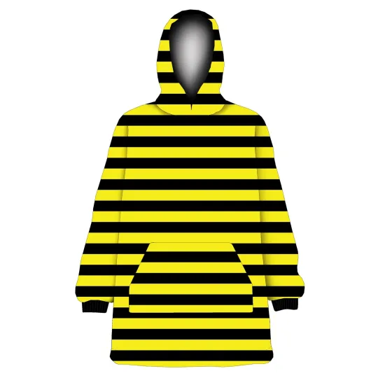 Discover Unisex Yellow Black Stripe Bumble Bee Print Fleece Oversized Blanket Hoodie