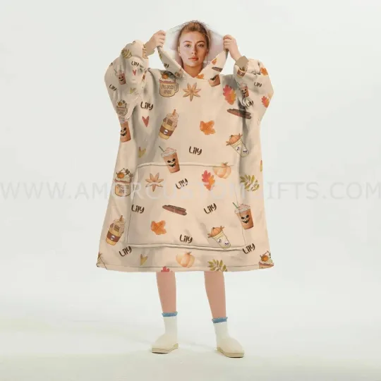 Discover Custom Personalized Pumpkin Spice Fall Halloween Snug Oversized Wearable Hoodie