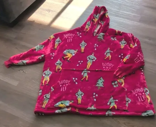 Wearable Blanket Elf Movie Christmas Oversize Snuggie Fleece Hoodie Red 1 Size