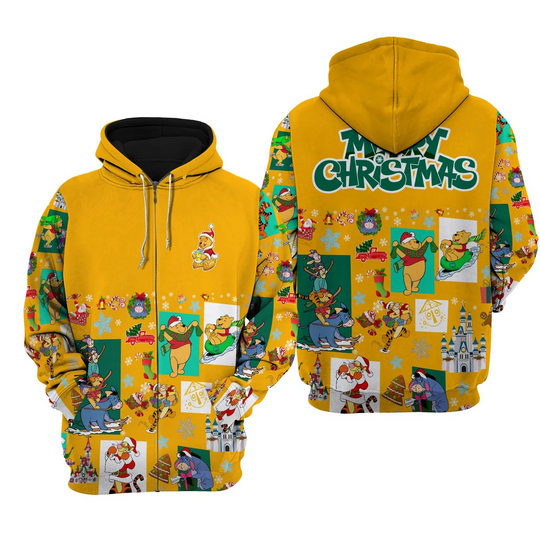 Winnie the Pooh Christmas 3D Hoodie Unisex Fashion Clothing Disney Christmas 3D Hoodie