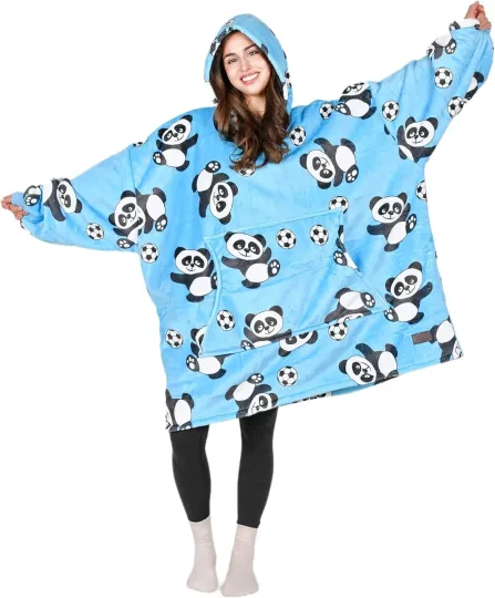 Wearable Blanket Reversible Oversized Warm Blanket Hoodie Sweatshirt for Adults