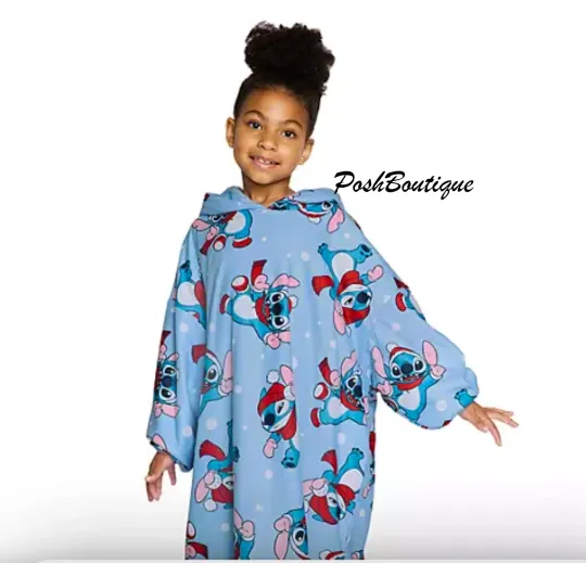 Lilo and Stitch Oversized Pajama Hoodie Girl 4 5 6 7 8 10 12 Robe Blanket Disney
