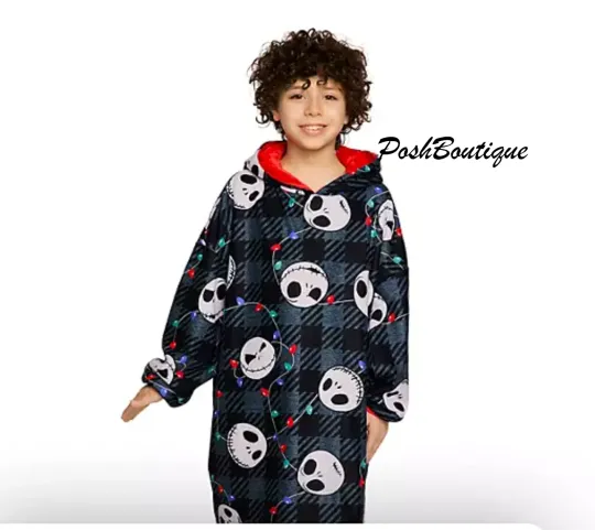 Nightmare Before Christmas Oversized Pajama Hoodie Boy Girl 4 6 7 8 10 12 Robe
