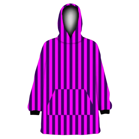 Unisex Pink Purple Stripe Stripes Striped Print Fleece Oversized Blanket Hoodie