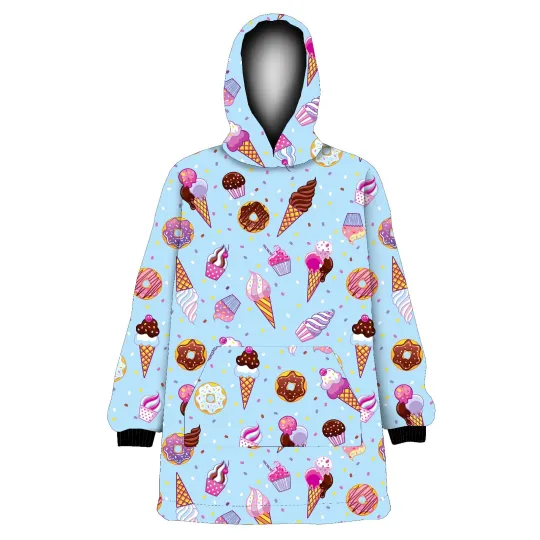 Discover Cupcake Ice cream Sprinkle Doodle Print Fleece Oversize  Pullover Blanket Hoodie