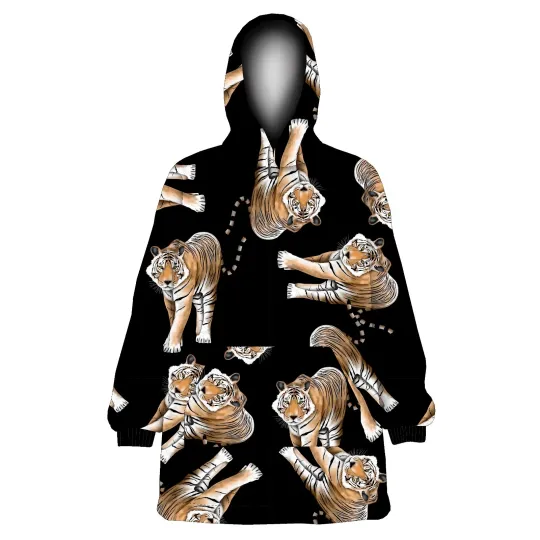 Discover Unisex Wild Tiger Animal Print Fleece Oversize  Pullover Blanket Hoodie Hooded