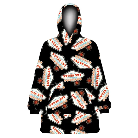 Unisex Vintage Las Vegas Nevada USA Print Fleece Oversize Blanket Hoodie