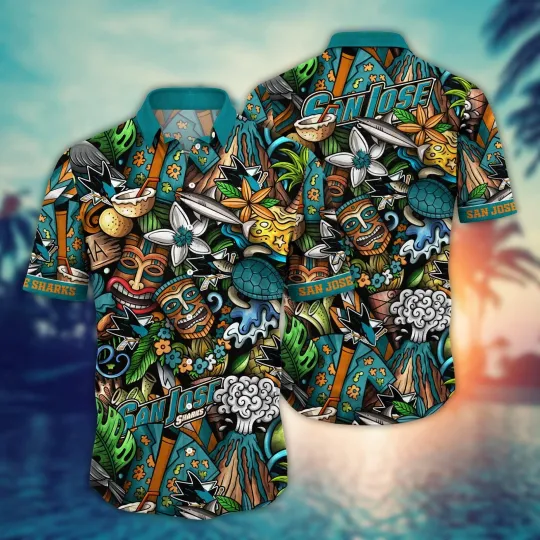 San Jose Sharks Tiki Vibes Hawaiian Shirt Aloha Baseball Fan Shirt