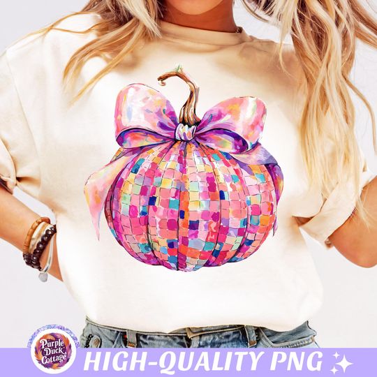 Coquette Pumpkin Shirt, Disco Ball Pumpkin T-Shirt