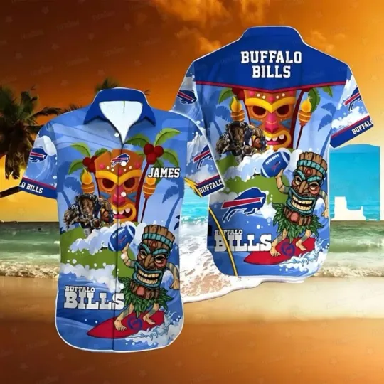 Custom Buffalo Bills Tiki Surf Hawaiian Shirt