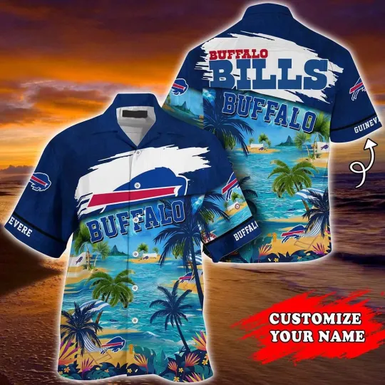 Discover Buffalo Bills Tropical Beach Personalized Hawaiian Shirt Unisex Summer Aloha