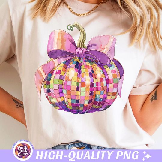 Coquette Pumpkin Shirt, Disco Ball Pumpkin T-Shirt