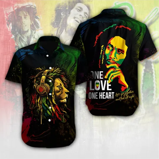 Bob Marley Short Sleeve Hawaiian Shirt Dress