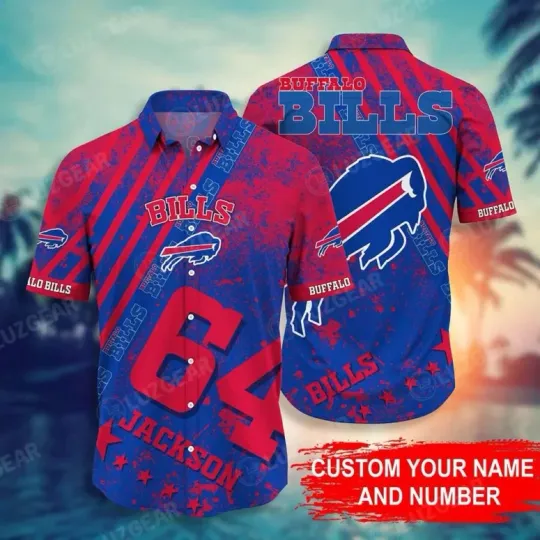 Discover Buffalo Bills Custom Name And Number Hawaiian Shirt Unisex Summer Aloha