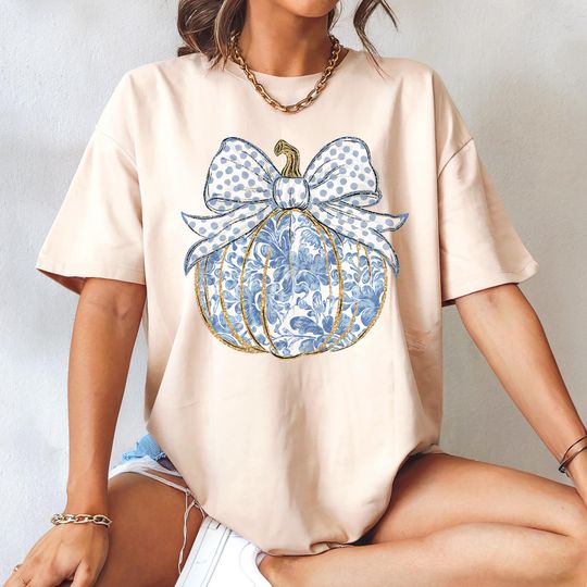 Floral Coquette Pumpkin T-Shirt, Pumpkin Thanksgiving Shirt