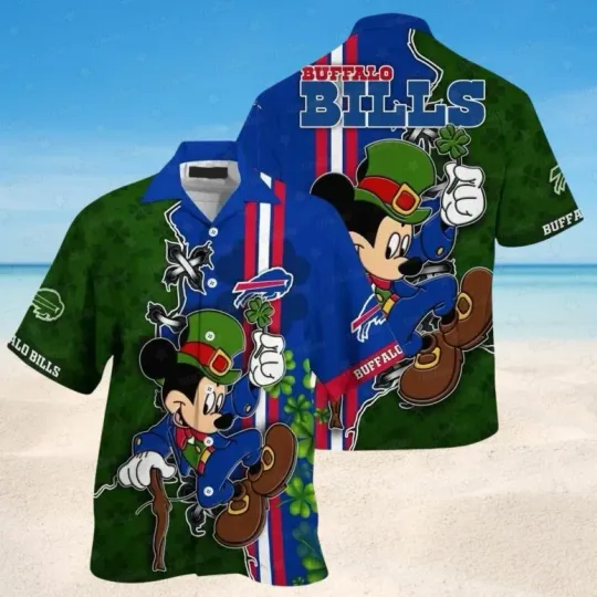 Discover Buffalo Bills Green Clover Character Summer Aloha Unisex Hawaiian Shirt