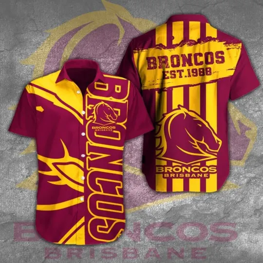 Discover Brisbane Broncos Hawaiian Short Sleeve Dress Shirt