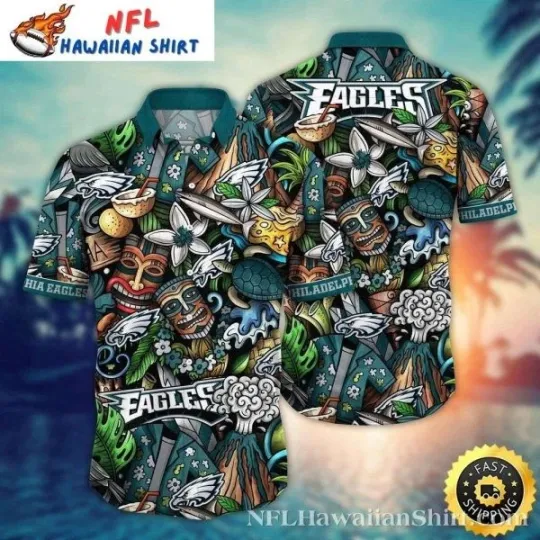 Discover Eagles Tribal Pride Hawaiian Shirt In Midnight Green