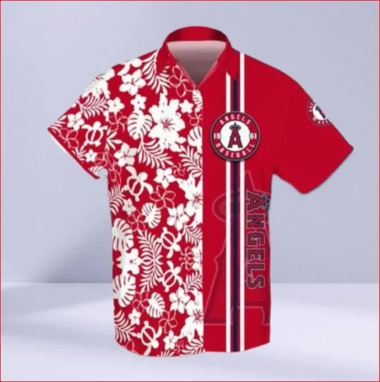 Discover Red Floral Los Angeles Angels Hawaiian Shirt Custom Full Size