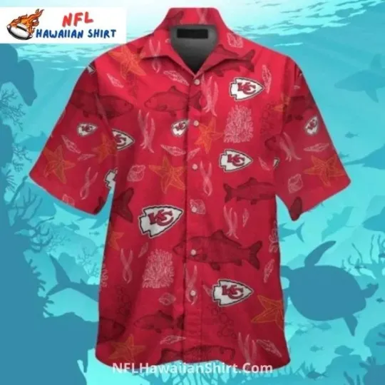 Discover Kansas City Chiefs Aloha Shirt Red Ocean Fish Theme Hawaiian Shirt