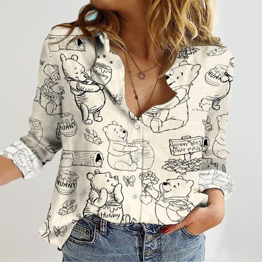 Discover Pooh And Beer Blouse Shirt, Winnie The Pooh Casual Shirt, Honey Pooh Blouses Women Shirt, Funny Disney Trip Shirt, Gift For Her,