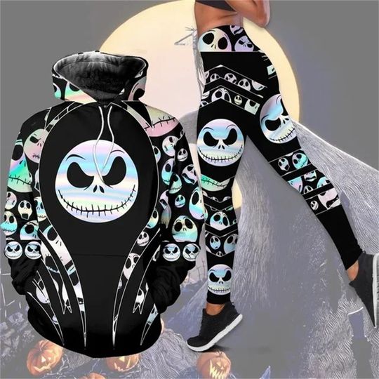 Discover Disney-Sweat à capuche imprimé en 3D The Nightmare Before Christmas pour femme, ensemble de pantalons de yoga, cosplay anime, mo