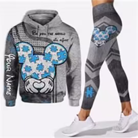 Discover Disney Ensemble Women's hoodie and yoga pants, 3D hooded sweatshirt, yoga wear, anime fashion, casual comfort, 2025 latest