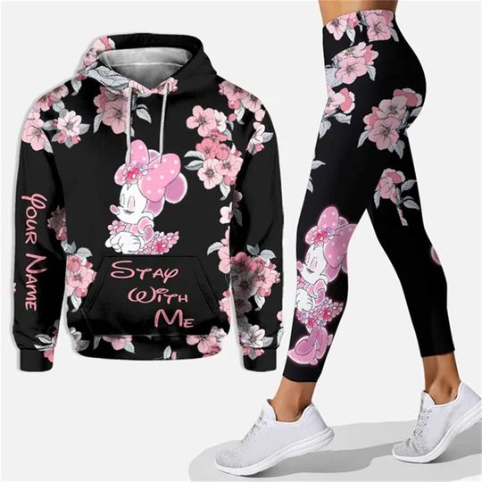 Discover Customized Name Mickey Hoodie Women Hoodie Set Mickey Yoga Pants Sweatpants Women Disney Yoga Hoodie Leggings Fashion Sportswear