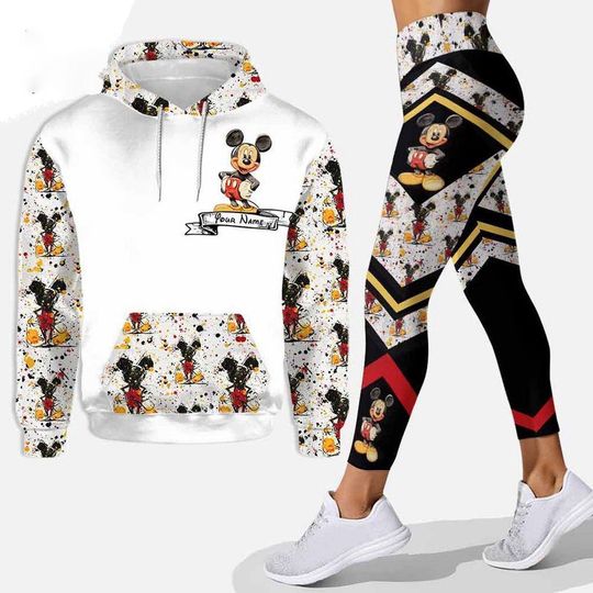 Discover 2025 Personalized Minnie Mickey Mouse 3D Women Hoodie and Leggings Disney Minnie Mouse Sweatshirt Yoga Pants Fashion Set
