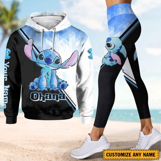 2025 Disney 3D Hoodie Sports Sweatshirt Yoga Pants Stitch Fashion Sports Women Yoga Set