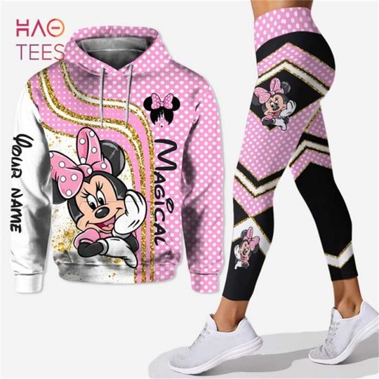 Discover 2025 New Minnie Mickey Mouse Pattern 3D Printing Customized Hoodie and Leggings Set Women Spring Autumn Casual Sports Yoga Pants