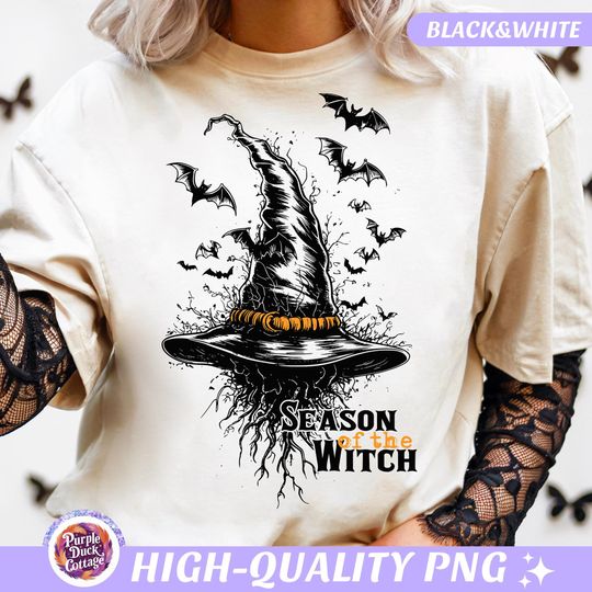 Discover Witch Season PNG Halloween Spooky Season PNG Witch Sublimation Design Witchy Shirt Halloween Vibes Png Spooky Fall Witch Halloween Girls Png