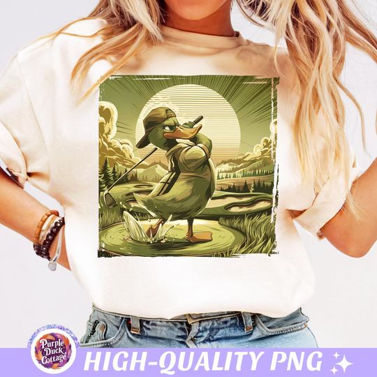 Discover Mallard Duck PNG Vintage Golf Shirt Sublimation Golfer Dad Gift Golfing Day Print Swinging Golf Club Design Funny Golf Sport PNG Download