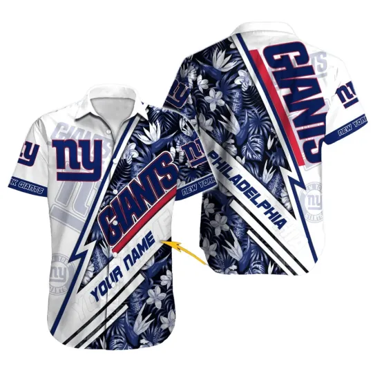 Personalized New York Giants Floral Blitzz Hawaiian Shirt
