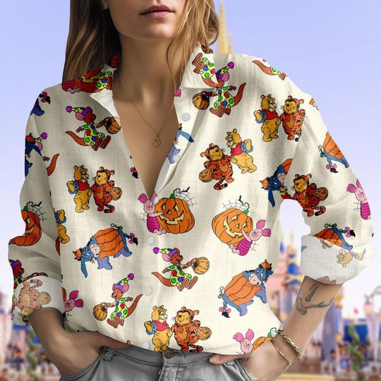 Pooh Ghost Halloween Blouse Shirt, Winnie The Pooh Halloween Shirt, Spooky Season, Pooh And Friends Shirt, Fall Shirt, Halloween Gift