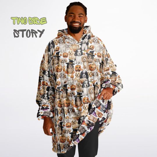 Discover Fun Halloween Print Snug Hoodie,Printed Hooded Blanket,Blanket Sleeves,Lounge Wear, Novelty Birthday Christmas Gifts for Him, Gift for Her