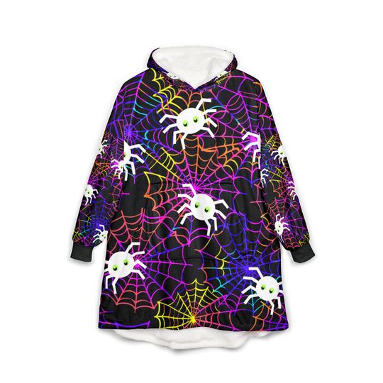 Cozy Spider Webs Hooded Blanket | Perfect for Halloween, Home Comfort, Movie Nights, Gift for Kids & Adults, Spooky Season Decor