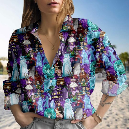 Haunted Mansion Blouse Shirt, Hitchhiking Ghosts Women Shirt, Disneyland Trip Shirt, Horror Movie Fan
